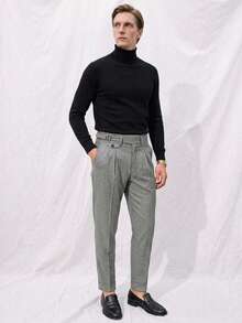 Manfinity CityGents Men's Fashionable Solid Colored Pleated Formal Pants Formal, Ceremony - Grey - View 2