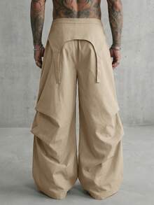 AXEPEAK Men's Fashion Solid Color Wide Leg Pants - Khaki - View 2