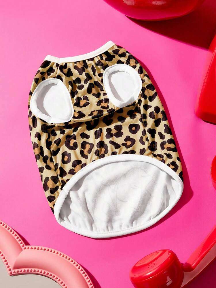 Betty Boop x SHEIN 1 Piece Of Cartoon Pattern Printed Pet Vest, Cat Clothes, Dog Clothes, Size XXS-XXXXL, Extra Small, Extra Large, Leopard Print, Sexy, Sweet, Playful. - leopard print - View 6