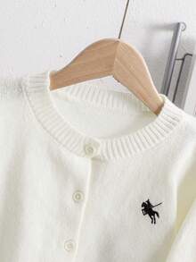 Tween Girl Tween Girls Autumn Loose Casual Minimalist Comfortable Round Neck Cardigan Solid Color Sweater, Autumn Winter Girls Sweater, Suitable For Daily Casual Commute Versatile, Preppy Style Outfit, Back To School Outfit - Beige - View 6