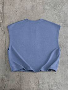 AXEPEAK Men's Metal Letter Patchwork Deep V-Neck Casual Tank Top - Blue - View 7