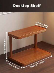2-Tier Bamboo Shelf - Multifunctional Desktop Organizer Rack, Kitchen Spice Rack, Dessert Stand, Home Decor, Jewelry Storage, Cosmetic Organizer - Brown - View 12