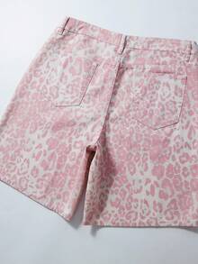ROMWE MEN Street Life Shorts de mezclilla con estampado de leopardo, bolsillo y strass para hombre - Multicolor - Ver 4