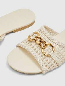 CUCCOO BIZCHIC Sandal Datar Kasual Wanita, Sandal Pantai/Jalanan Nyaman dengan Ujung Terbuka, Cocok untuk Musim Gugur & Musim Panas - Aprikot - View 4