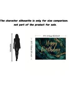 1件裝 祖母綠與金色亮粉生日背景布，通用男女攝影背景，適合30歲至70歲慶祝活動，派對裝飾必備生日派對裝飾 - 深綠色 - 查看 4