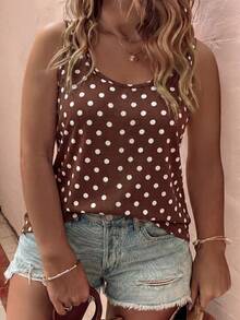EMERY ROSE Women's Polka Dot Print Casual Versatile Plus Size Tank Top, Spring/Summer - Multicolor - View 4