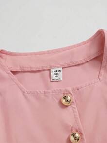 Elladie kids 女童方領泡泡袖優雅套裝，適合日常穿著、派對與外出 - 粉色 - 查看 4