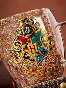 HARRY POTTER X SHEIN 1個 8.8oz/260ml 徽章圖案高硼矽雙層玻璃馬克杯，咖啡杯，耐冷耐熱，適用於牛奶、果汁、咖啡、氣泡水等，魔法學院 - 無色 - 查看 6