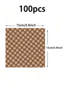 100PCS Brown Checkered Greaseproof Paper, Suitable For Baking, Christmas And Thanksgiving Party Table Decorations, Afternoon Tea, And Picnic Dessert Wrapping - Multicolor - View 8