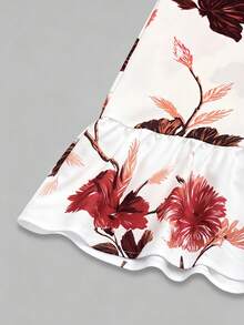 GlowEve CURVE Spring Summer Vacation Elegant Boho Casual Ruffle Design Digital Print Plus Size Dress Beach Pink Floral - Apricot - View 6