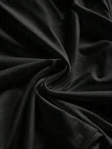 ROMWE Avant 虎紋標語性感低胸垂領繫帶蝴蝶結披領女款洋裝 - 黑色 - 查看 4