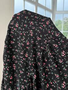 SHEIN EZwear 黑色背心上衣與碎花裙休閒大尺碼套裝 - 黑色 - 查看 8