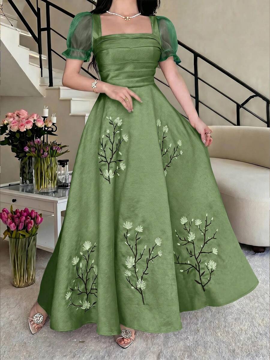 Feyla 女款優雅花卉印花夏季長洋裝