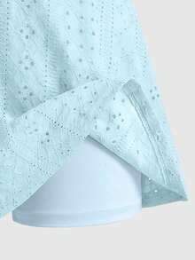 SHEIN 青少年女孩刺繡鏤空休閒百搭喇叭針織內搭褲裙，基礎款返校穿搭 - 彩色 - 查看 3