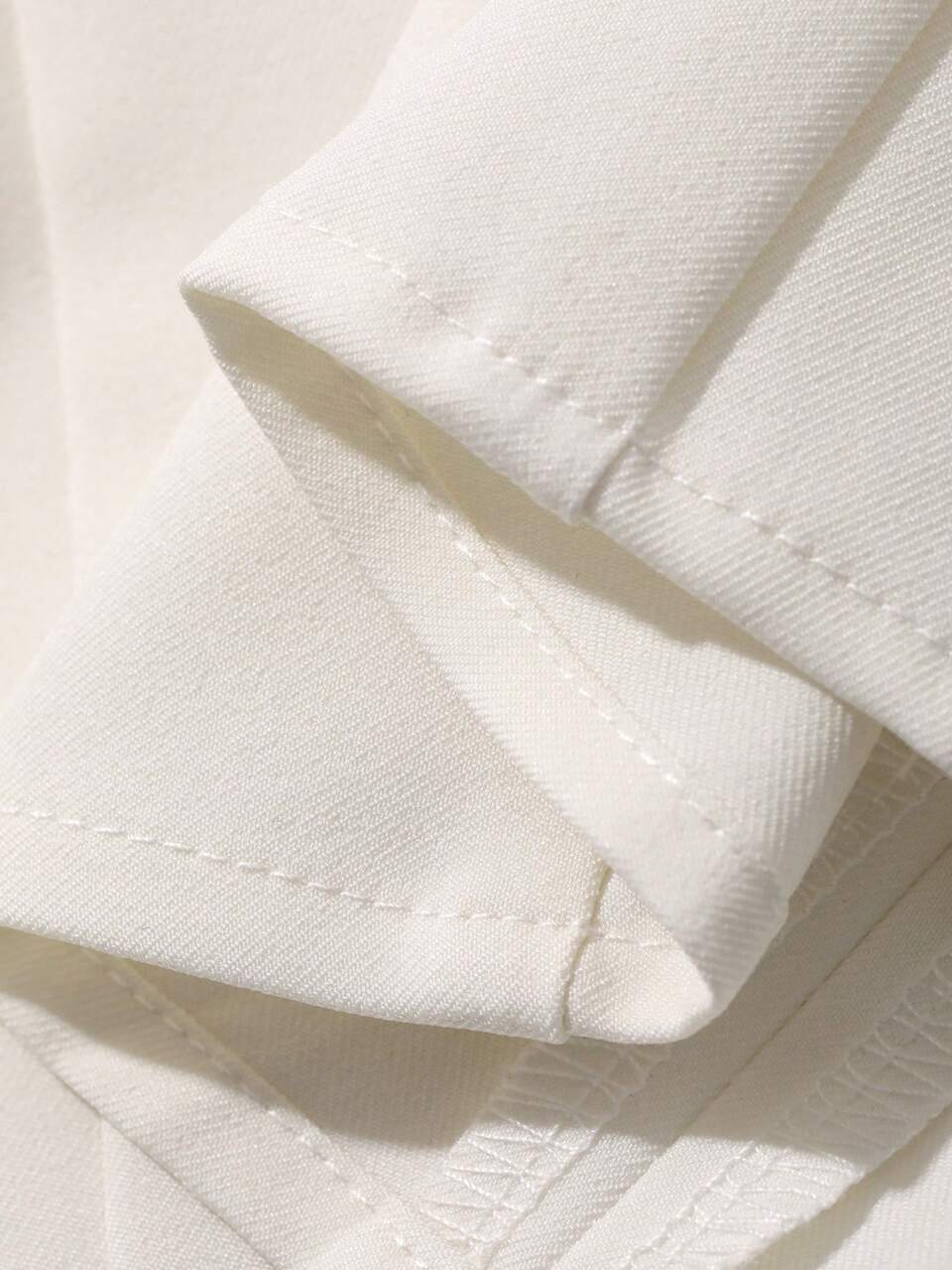 Summer Square Neck Short Sleeve White Solid Fabric Metal Button Decor Cinched Waist Women's Blouse