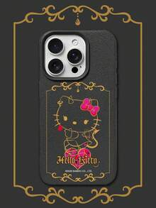 HELLO KITTY AND FRIENDS | SHEIN Hello Kitty 全角色與反派彩色貼紙拼貼印花皮革手機殼 防震防摔 全包覆保護殼 適用 iPhone 17 Pro Max 16 15 14 13 12 Pro Max Plus Y2K 復古美學 可愛甜美 Ins 風高顏值手機殼 - 彩色 - 查看 4