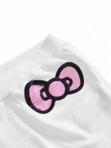 HELLO KITTY AND FRIENDS | ROMWE Y2K 水鑽掛脖背心與低腰短褲 2 件套女裝 - 淺粉色 - 查看 9