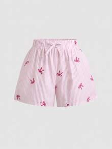 SHEIN Tween女孩休閒日常百搭舒適寬鬆格紋背心套裝 - 粉色 - View 5