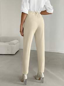 EURMUSE Solid Fold Ruched Suit Pants - Apricot - View 2