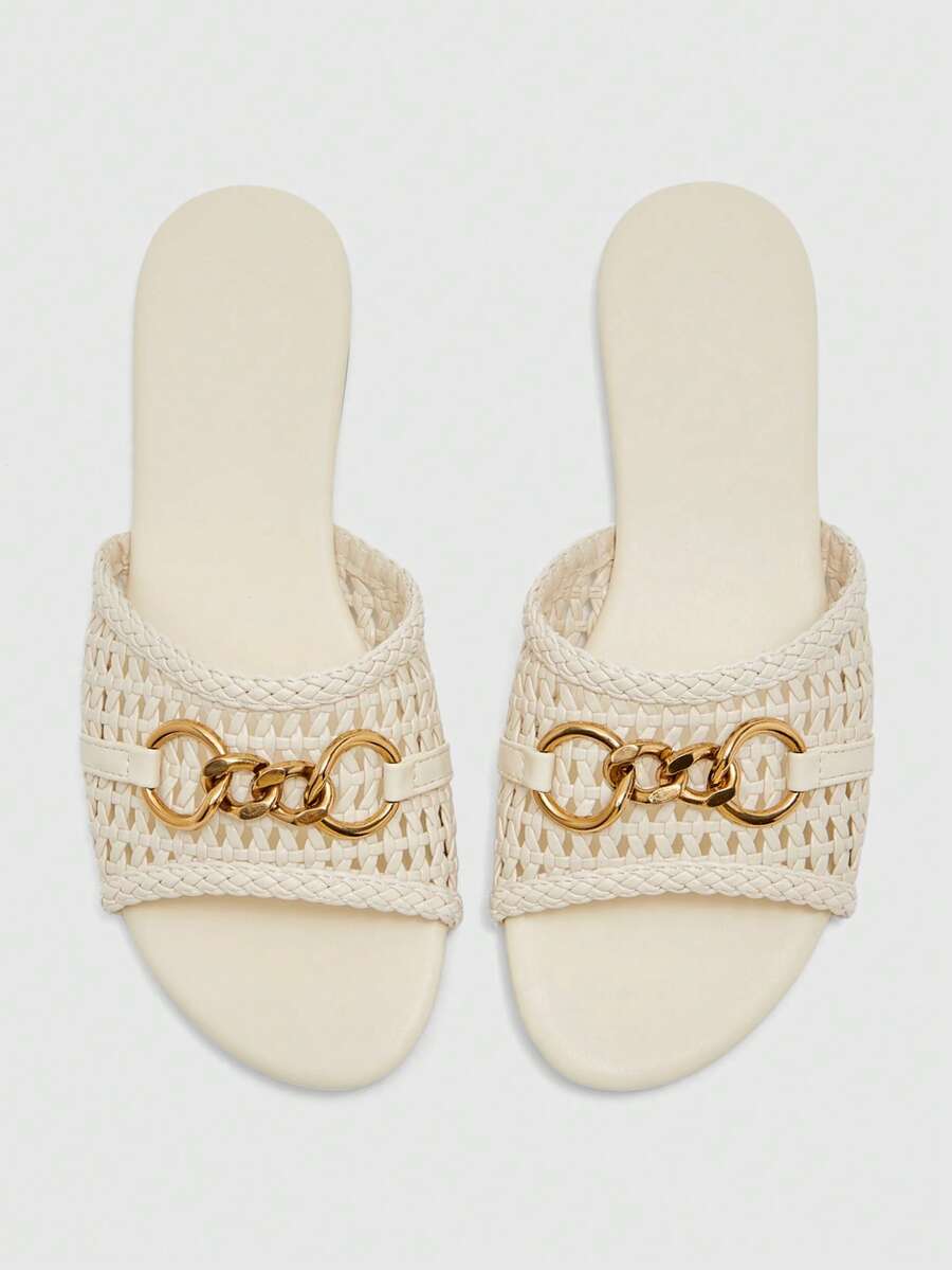 CUCCOO BIZCHIC Sandal Datar Kasual Wanita, Sandal Pantai/Jalanan Nyaman dengan Ujung Terbuka, Cocok untuk Musim Gugur & Musim Panas - Aprikot - View 1