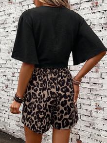 SHEIN Clasi Ensemble deux pièces avec top court à manches papillon et short - Multicolore - Voir 2