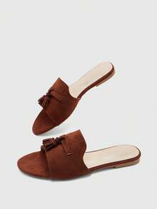 CUCCOO BIZCHIC Women's Shoes, Brown Suede Texture, Classic Flat Slippers, Comfortable And Versatile In Summer, Suitable For Commuting Office Wear - Brown 2 - View 8