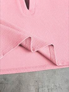 AXEPEAK Men's Metal Letter Patchwork Deep V-Neck Casual Tank Top - Pink - View 8