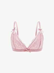 Bisouelle 3pcs Set Solid Color Lace Bralette & Bikini Panty Lingerie Set (No Wire Bra, Triangle Panty)For Summerfor Summer - Multicolor - View 15