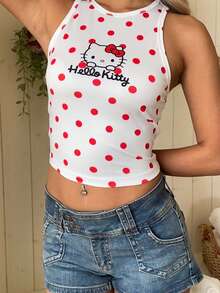 CovetEZ HELLO KITTY AND FRIENDS | SHEIN 休閒極簡圓領 IP 聯名印花圖案修身女款背心，適合夏季 - 彩色 - 查看 6