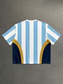 StoneGrade Camiseta de la Selección Nacional de Fútbol de Argentina para la Copa del Mundo, Camiseta de Manga Corta Estampada Casual para Hombres de Talla Estándar con Hombros Caídos y Ajuste Holgado - Azul y blanco - Ver 3