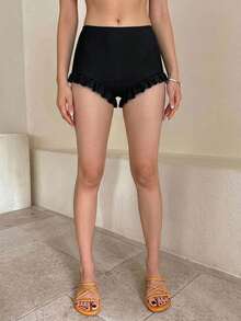 DAZY 女款純色潛水衝浪緊身短褲 夏季 - 黑色 - 查看 4