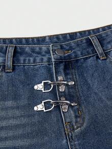 SWAVVY Celana Jeans Denim Kasual Pria Model Lebar dengan Desain Gesper Pesawat dan Saku - Biru - View 4
