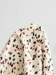 SHEIN Maternity All-Over Print Front Tie Short Sleeve Casual Dress - Multicolor - View 9