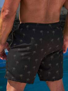 Manfinity KASUA Pantalones cortos de playa con estampado de árbol de coco para hombres de talla grande - Multicolor - Ver 2