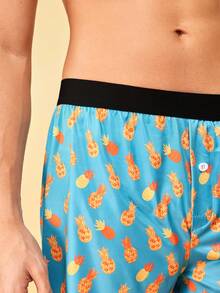Notgurli Men's Pineapple Print Elastic Waist Casual Allover Pants - Multicolor - View 6