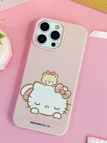 HELLO KITTY AND FRIENDS | SHEIN HelloKitty 全角色與反派彩色貼紙拼貼印花 粉色邊框皮革紋理手機殼 防震防摔 全包覆保護殼 適用 iPhone 17 Pro Max 16 15 14 13 12 Pro Max Plus Y2K 復古美學 可愛少女風 Ins 高顏值手機殼 - 彩色 - 查看 6