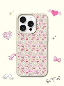 HELLO KITTY AND FRIENDS | SHEIN Hello Kitty 全角色與反派彩色貼紙拼貼印花皮革手機殼 防震防摔 全包覆保護殼 適用 iPhone 17 Pro Max 16 15 14 13 12 Pro Max Plus Y2K 復古美學 可愛少女風 Ins 高顏值手機殼 - 彩色 - 查看 2