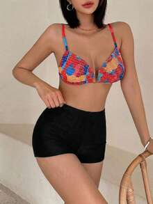 Livesso 女款短款潛水衝浪緊身運動短褲 泳褲 夏季海灘穿搭 - 黑色 - 查看 2
