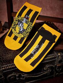 HARRY POTTER X SHEIN 4 Pasang Kaos Kaki Motif Garis-Garis Rumah, untuk Kembali ke Sekolah - pencampuran warna - View 10