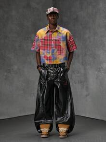 NEON BLANC Men's Tie-Dye Plaid Denim Jacket With Airplane Buckle - Multicolor - View 7