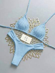 Swim Mod 26SS Spring/Summer Vacation Beach Polka Dot Sweet Cute Bikini Set - Multicolor - View 3