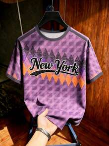 Gritte Field Men's Geometric Print Short Sleeve Soccer Jersey - Multicolor - View 1