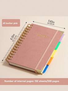 Retro A5 Spiral Notebook, 300 Pages PU Hardcover, 100gsm Lined Paper. Equipped With Dividers & Tabs For 5 Subjects, Perfect Student Planner, Journal For School, College & Office Use - multicolor - View 11