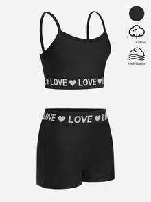 8pcs/Set Girls Heart Print Elastic Waist Comfortable Camisole & Shorts Underwear Set - Multicolor - View 6