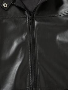 SHEIN 青少年女孩黑色修身短版拉鍊外套，街頭風嬉皮運動休閒基礎舒適長袖外套，適合秋冬穿著 - 黑色 - 查看 5