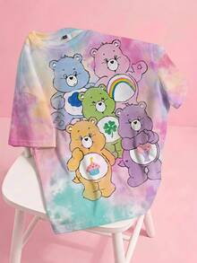 SHEIN X Care Bears 大码女式卡通印花圆领短袖休闲T恤 - 白色 - 查看 1