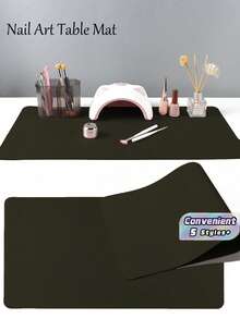 Waterproof And Durable Nail Art Table Mat, Made Of Waterproof And Soft PU Leather, Designed For Studio Tabletops And Foldable Nail Art Armrests. Ideal For Nail Artists In Salons And For Home Use. - moss green - View 1