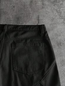 AXEPEAK 男士寬鬆休閒牛仔短褲，附口袋 - 黑色 - 查看 6