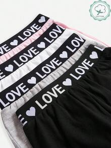 8pcs/Set Girls Heart Print Elastic Waist Comfortable Camisole & Shorts Underwear Set - Multicolor - View 8
