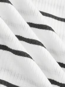 SHEIN LUNE Sudadera acanalada negra & blanca para mujer, versátil para primavera & otoño - Multicolor - Ver 3